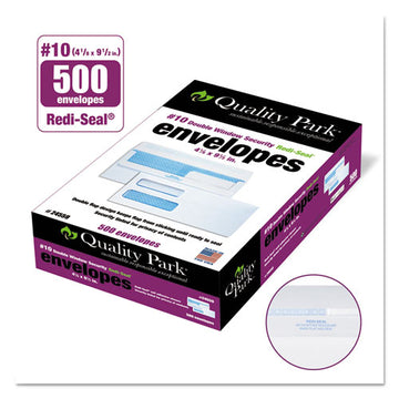 Quality Park™ Double Window Redi-seal Security-tinted Envelope, #10, Commercial Flap, Redi-seal Closure, 4.13 X 9.5, White, 500-box freeshipping - TVN Wholesale